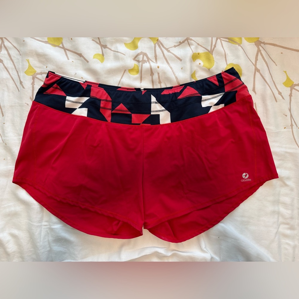 Oiselle Women's Roga Geometric Red Athletic Shorts